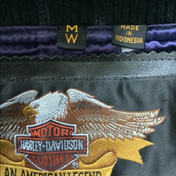 Harley Davidson Women’s Medium Moto Biker Leather Jacket w/ HD Pin - Picture 8 of 15